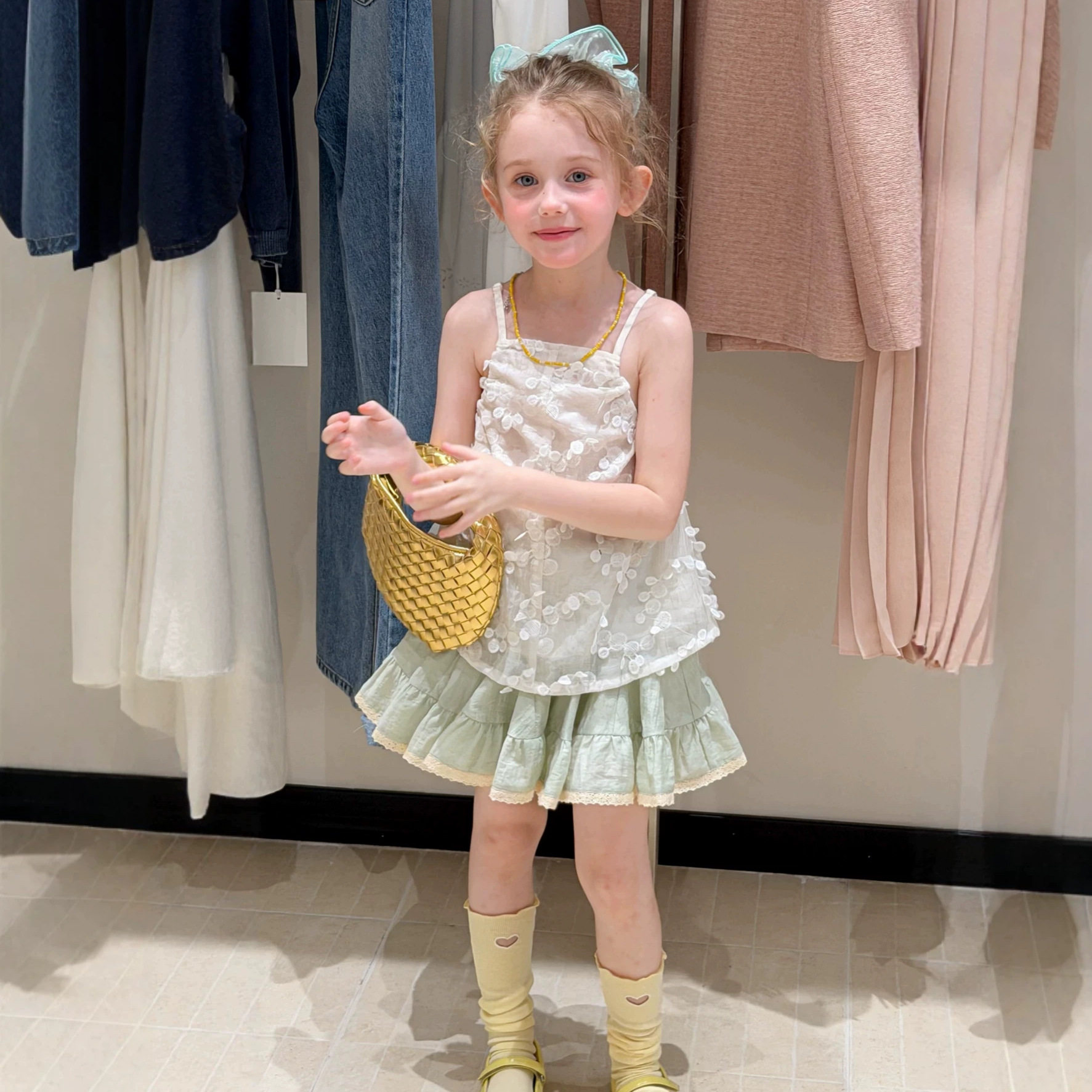 26年夏季新款小女孩清新小短裙甜美可爱蕾丝花边半裙女宝宝洋气