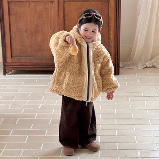 秋冬款羊羔肉外套2025冬季新款儿童洋派加厚毛毛衣两面穿保暖上衣