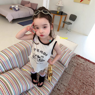 女童背心带帽印花T恤豹纹打底裤休闲儿童26新款夏季湖州织里童装