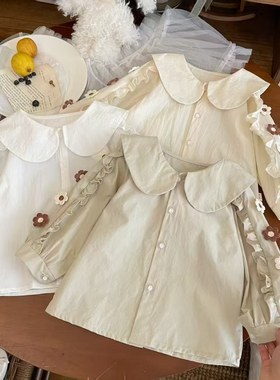 B51微瑕小猪修纯棉衬衣0941春秋打底长袖娃娃领100-150