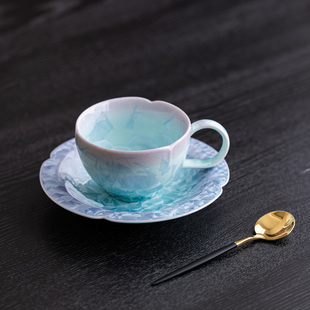 结晶釉紫青咖啡杯高档精致家用陶瓷马克杯茶杯泡茶杯女士个人专用