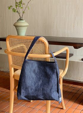 MOREGOOL 22/SS 原创进口牛仔托特包 大容量牛仔布袋 单肩斜跨包