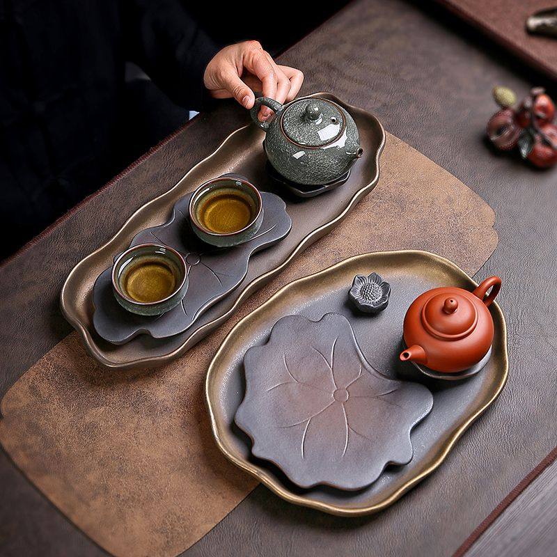 陶瓷茶盘家用干泡中式办公室储水排水小型茶台功夫茶具泡茶托盘图片