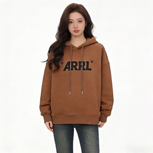 2026春秋美式复古加绒加厚保暖连帽卫衣女 宽松显瘦潮流百搭上衣