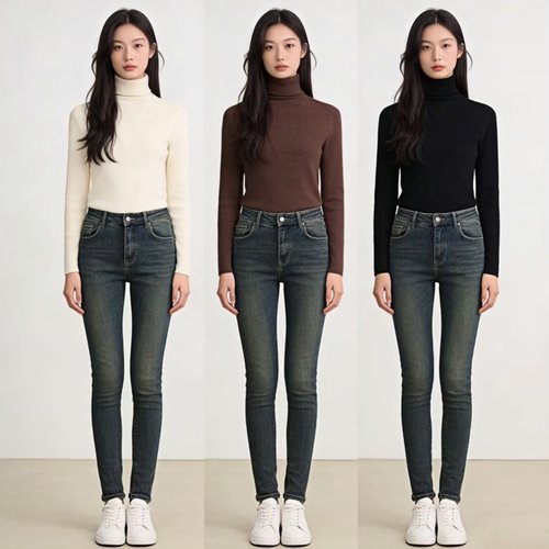 高领纯色软糯显瘦打底针织衫女