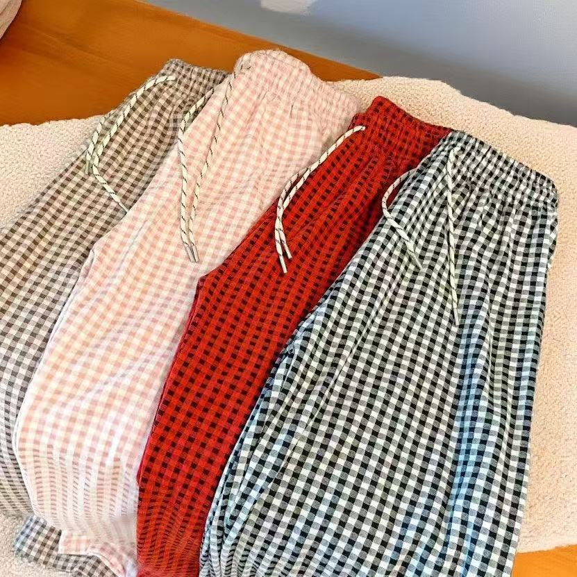 2025新款双面磨毛德绒格子睡裤