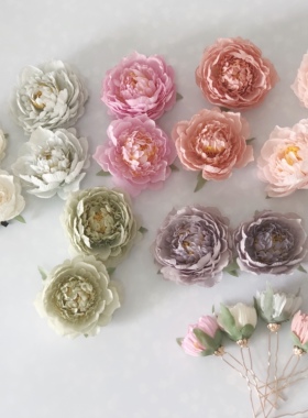 牡丹绢花发夹29包邮汉服花朵发钗发簪发饰