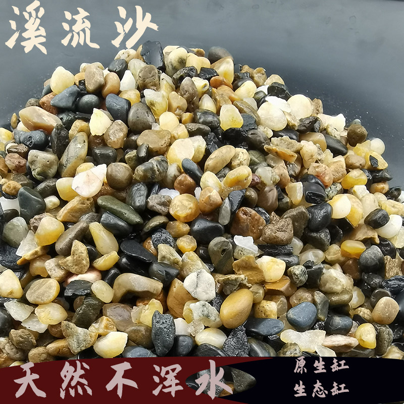 原生态溪流沙鱼缸底砂造景大矶沙七彩雷龙埃及发色水族水草溪水石