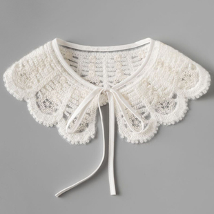 领先生儿童假领子女童花边装 饰领外搭小披肩假衣领毛线绣花蕾丝领