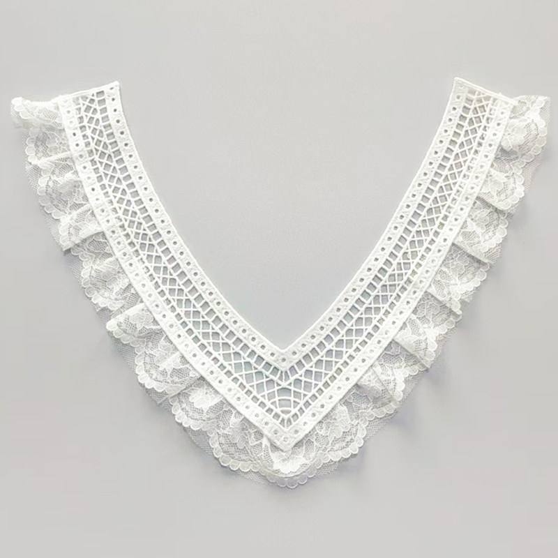 领先生V领花边假领子DIY手工缝制蕾丝领领口花边辅料胸花装饰领