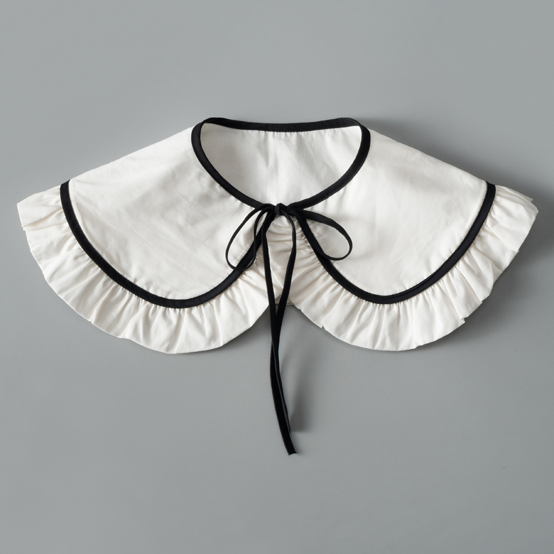 黑白撞色假领子神器木耳边小披肩