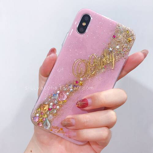 幻彩唯美日系可爱闪粉水滴手机壳