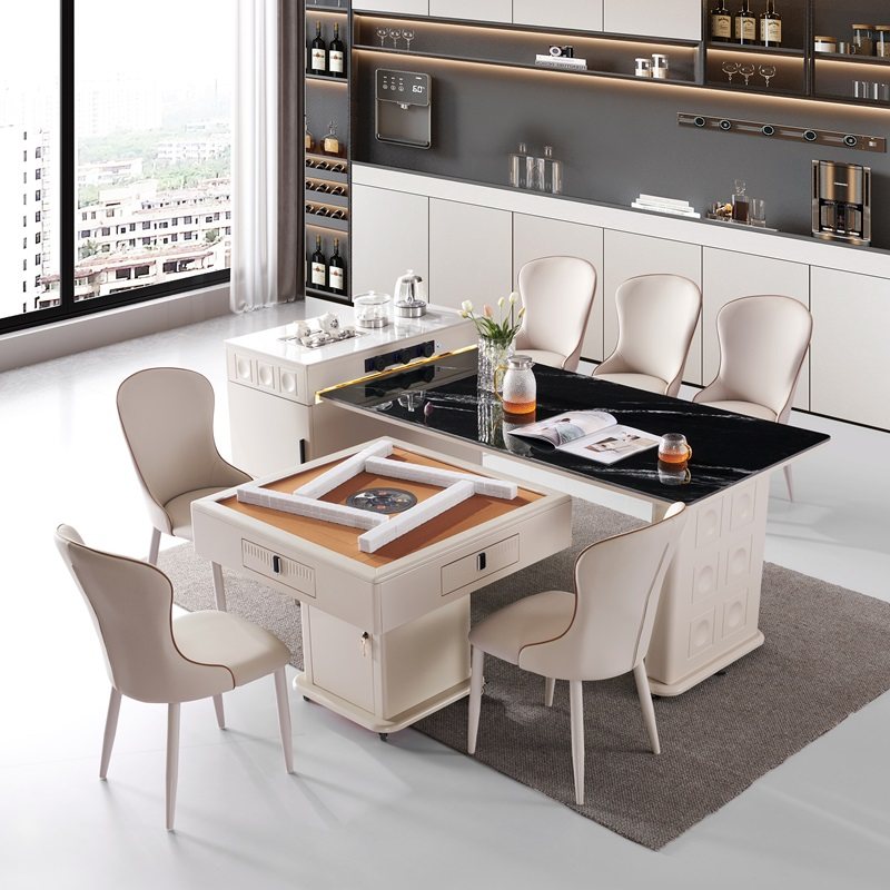 茶桌麻将桌一体两用现代简约家用饭桌多功能自动岛台麻将机