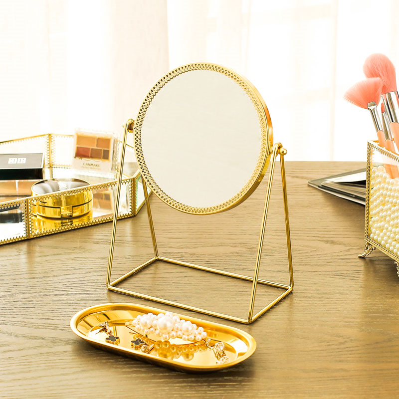 金色蕾丝边单面复古美容公主镜