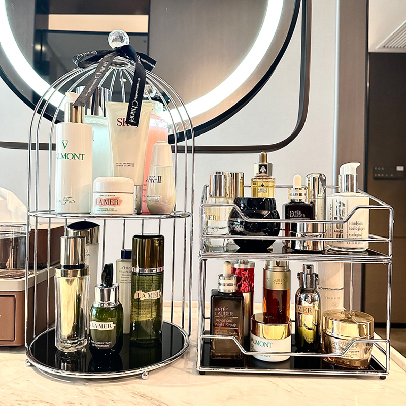 是金属卧室化妆品简约电镀置物架