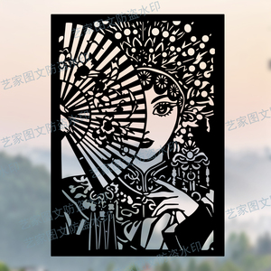 053 花旦 戏曲人物旦角 激光切割矢量图cad文件电子图纸 用于切割