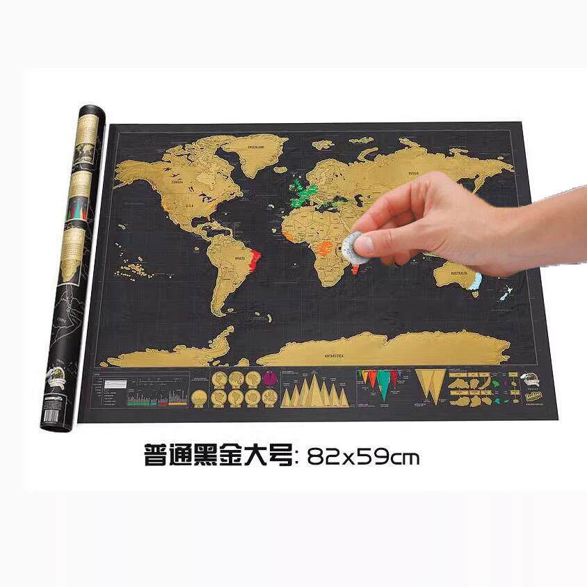 Scratch Map黑金刮刮地图世界旅游可刮画刮刮金美国欧洲版装饰画