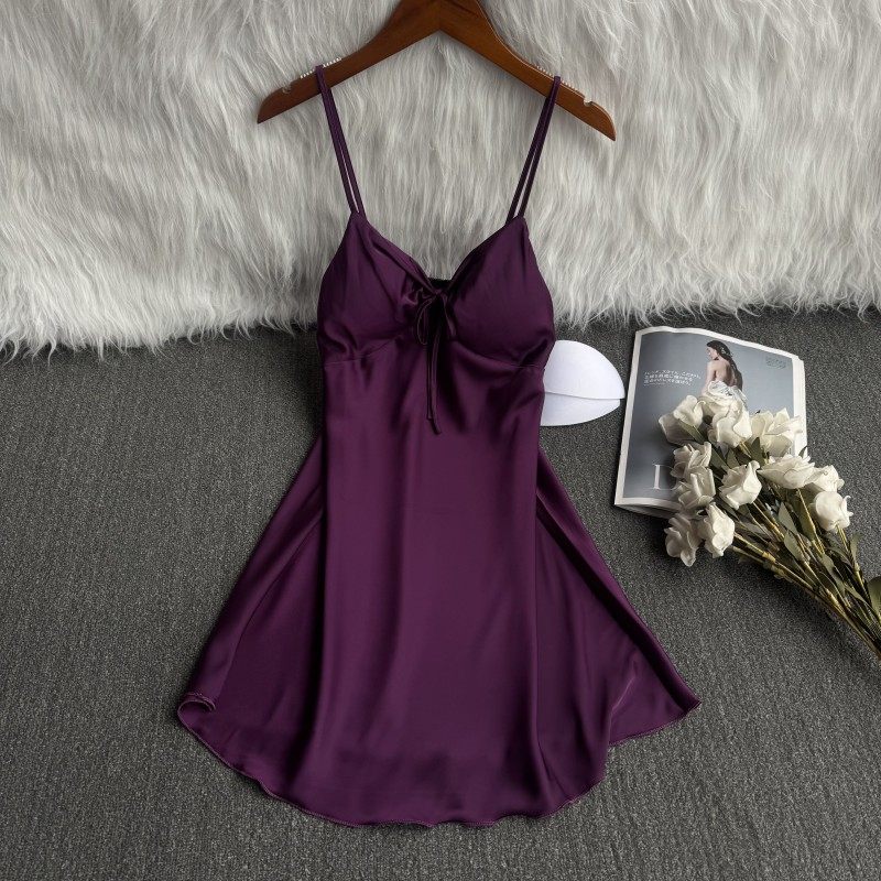 睡衣性感女夏季冰丝吊带纯色高级感带胸垫显瘦春秋短裙薄款家居服,女士内衣/男士内衣/家居服,睡裙,淘宝优惠券,粉丝福利购,淘宝优惠卷
