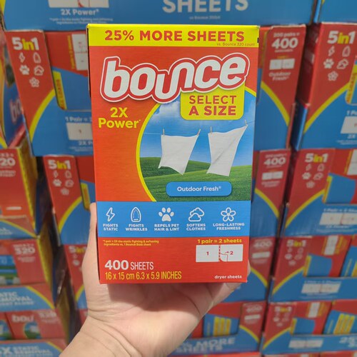 宁波costco开市客 新款BOUNCE烘衣机用织物柔软纸400张 防静电