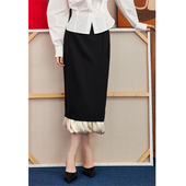 AEL原创一字肩天丝长袖 收腰衬衣花边半身裙 新款 棉衬衫 女2025秋季