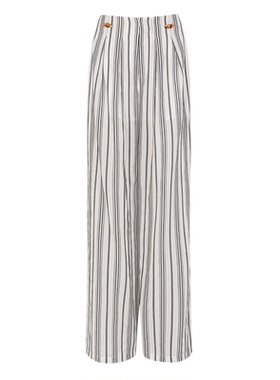 AEL亚麻休闲阔腿裤女薄款直筒白色高个子长裤