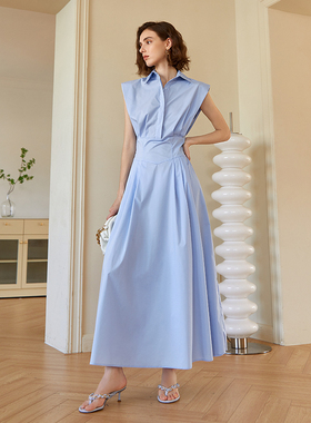 经典衣橱丨AEL原创无袖衬衫连衣裙子2025夏季新款气质收腰衬衣裙