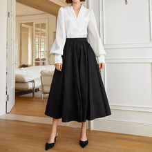 AEL原创气质一字肩长袖t恤2025新款春夏季法式高腰a字半身裙伞裙