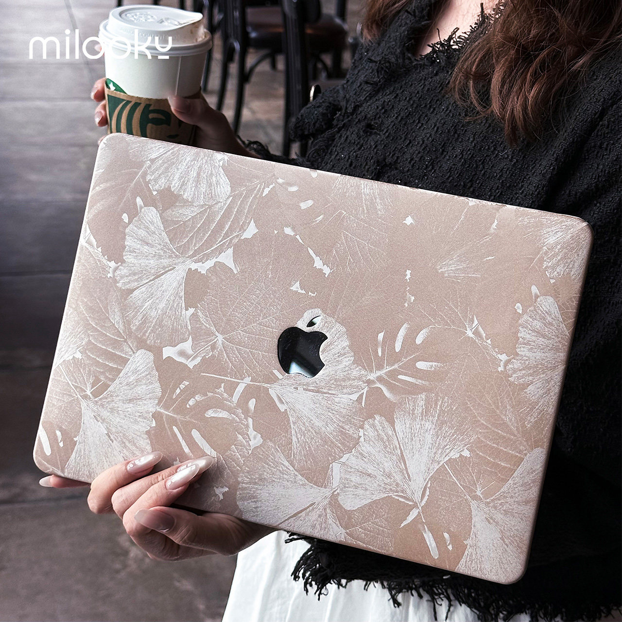 莫兰迪粉银杏叶MacBook保护壳图片