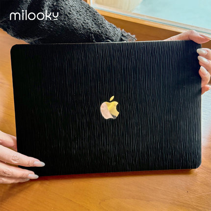 肌理感黑色电脑neo保护套适用苹果m5笔记本macbookair13保护壳皮质m4air15pro16外壳macbookpro14壳m3m2软壳