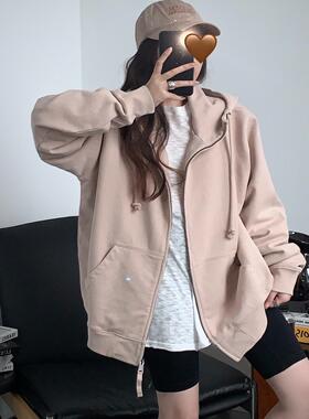 小众设计 24秋 休闲百搭 后背数字刺绣宽松连帽拉链卫衣 男女同款