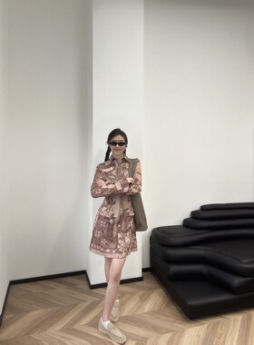 小众设计 24夏 经典复古气质时尚 花卉印花修身显瘦衬衫式连衣裙