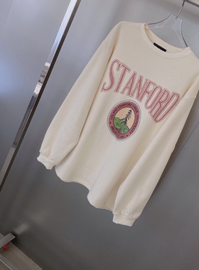 小众设计 21秋 胸前撞色字母印花青春活力圆领宽松卫衣 男女同款