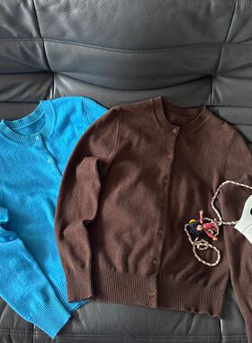 小众设计 25春季 简约复古叠穿时尚 圆领百搭单排扣羊毛针织开衫