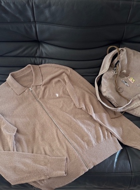 小众设计 24秋 简约慵懒休闲 logo刺绣轻薄透气防晒拉链针织开衫