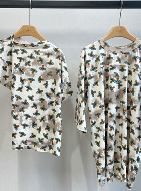 小众设计 25夏 慵懒百搭 彩色土星印花扎染宽松休闲不规则短袖T恤