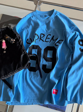 小众设计 25春 美式复古街头 字母数字印花宽松长袖T恤 男女同款