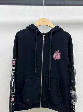 小众设计 25W 美式青春宝剑梵文美少女印花宽松连帽卫衣 男女同款