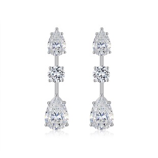 超闪D色vvs莫桑钻石耳钉 通体S925银镀18K金长款耳坠不掉色不过敏