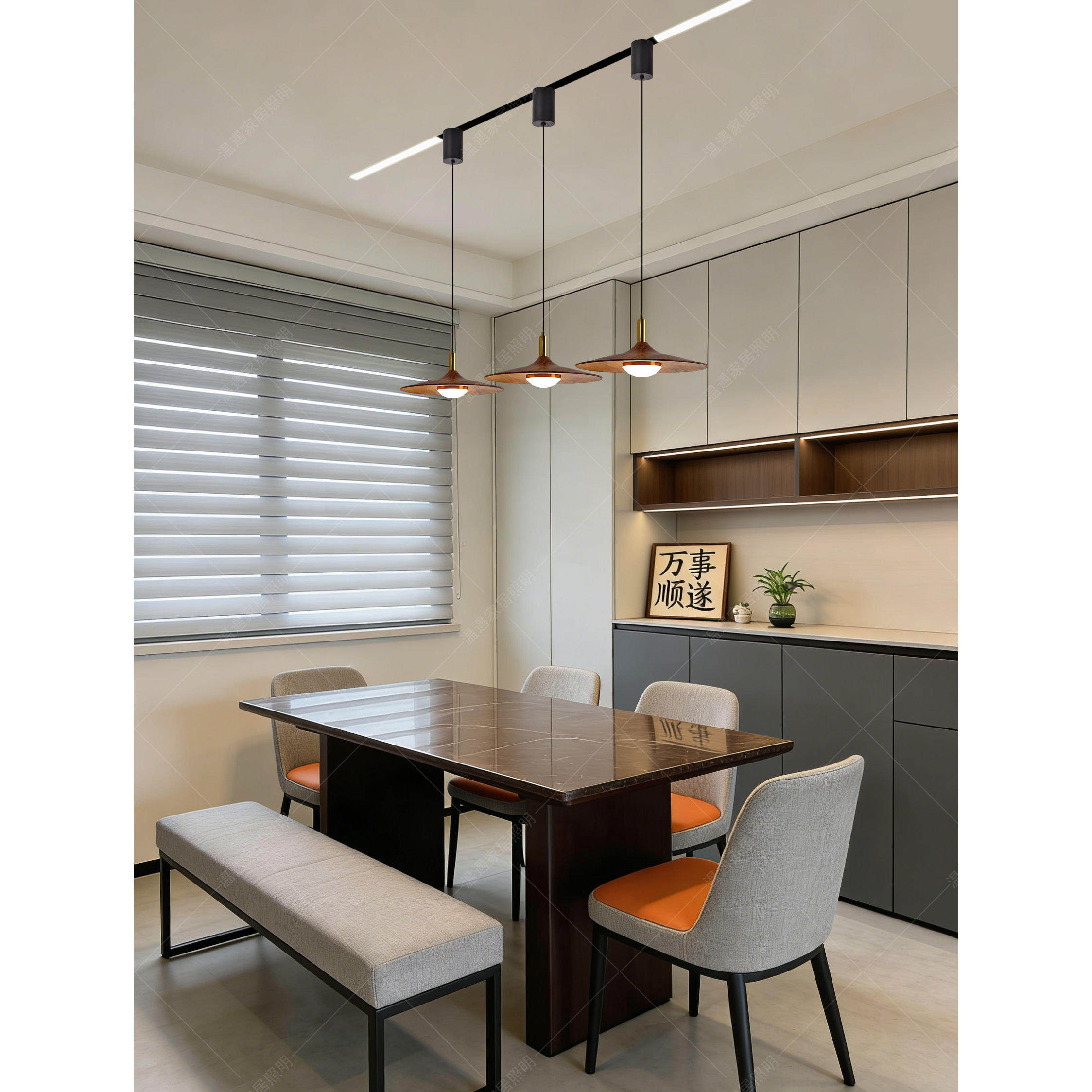 中式餐厅吊灯可移动位移轨道吊灯48v无主灯改吊灯创意飞碟饭厅灯,家装灯饰光源,餐厅吊灯,淘宝优惠券,粉丝福利购,淘宝优惠卷