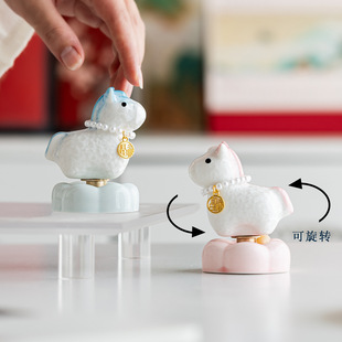 景德镇转转小马高颜值转运马陶瓷结晶釉摆件马年送礼可爱有福马