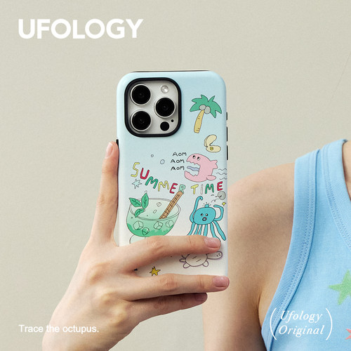 Ufology原创磁吸韩国进口菲林适用iPhone15promax手机壳14pro苹果13全包12全包16二合一菲林流沙支架新款夏天
