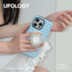 Ufology原创磁吸韩国进口适用iPhone15promax手机壳14pro苹果13格纹12全包11二合一菲林16pro镜子支架新款