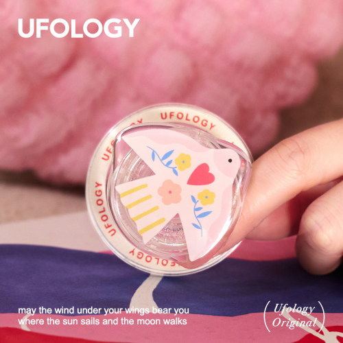 Ufology原创手机磁吸支架支持magsafe桌面便携格纹春天粉色懒人