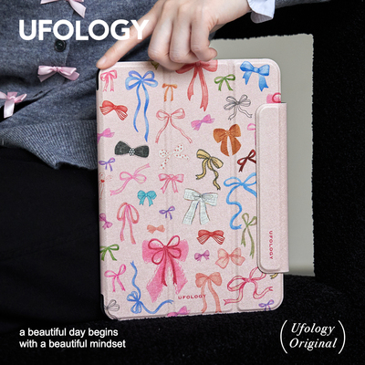 Ufology原创适用ipadpro11寸保护壳7/8/9/10代平板保护套mini6保护套air4磁吸air5笔槽2022苹果蝴蝶结春天粉