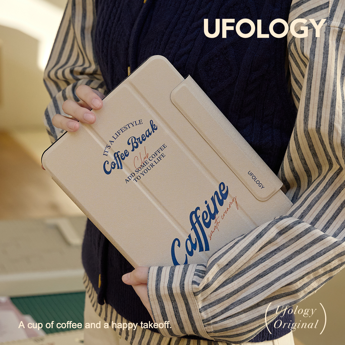 Ufology原创适用ipadair6保护壳pro2024平板mini6保护套air4/5磁吸全包air3笔槽11寸13寸苹果7/8/9/10代咖啡
