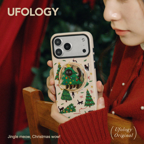 Ufology原创磁吸韩国进口菲林适用iPhone18promax手机壳17pro苹果16pro蝴蝶结14pro支架13圣诞树新年二合一15
