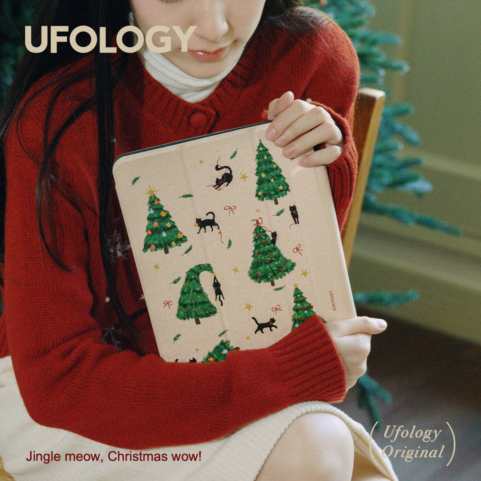 Ufology原创适用ipadair7保护壳pro11寸平板mini6/7保护套air4/5/6磁吸全包笔槽13寸苹果8/9/10/11代圣诞树猫