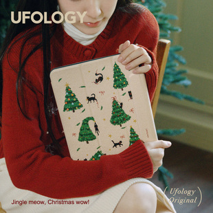7保护套air4 11代圣诞树猫 6磁吸全包笔槽13寸苹果8 Ufology原创适用ipadair7保护壳pro11寸平板mini6