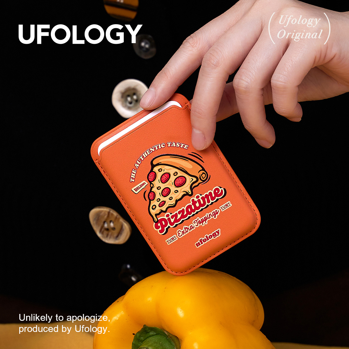 Ufology原创设计磁吸手机卡包适用苹果magsafe卡套插画披萨复古