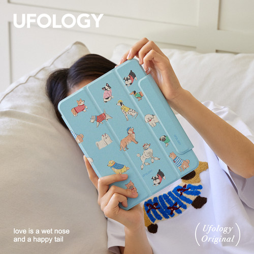Ufology原创适用ipadair6保护壳pro11/13寸平板mini6保护套air4/5磁吸7/8/9/10代苹果带笔槽air3夏天小狗蓝色